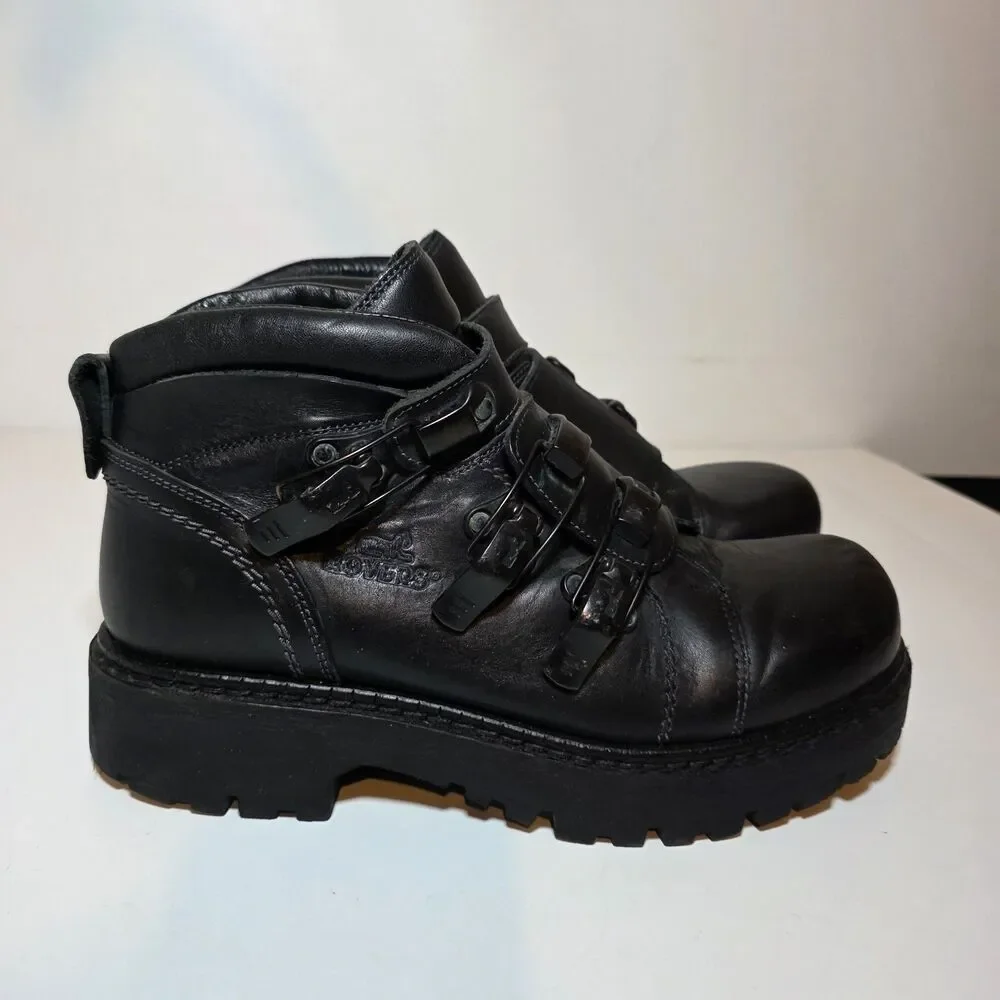 Vintage Rovers Heavy Combat Motorcycle Riding Boots Mens Size 45 Roller Buckles